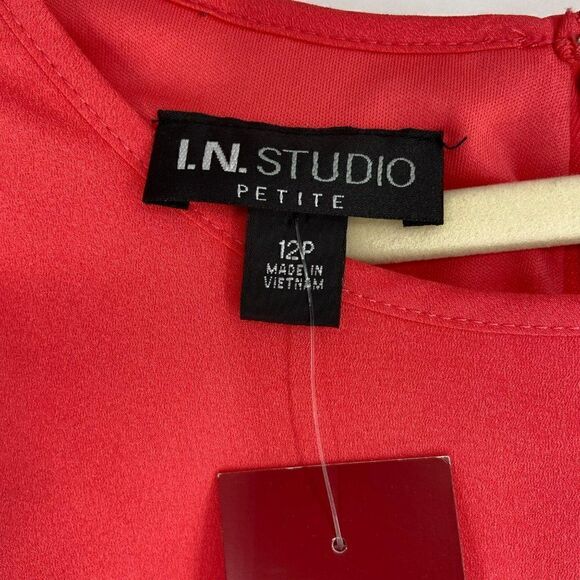 IN Studio Petite Layered Fringe Dress NWT Coral Size 12P - Picture 2 of 11